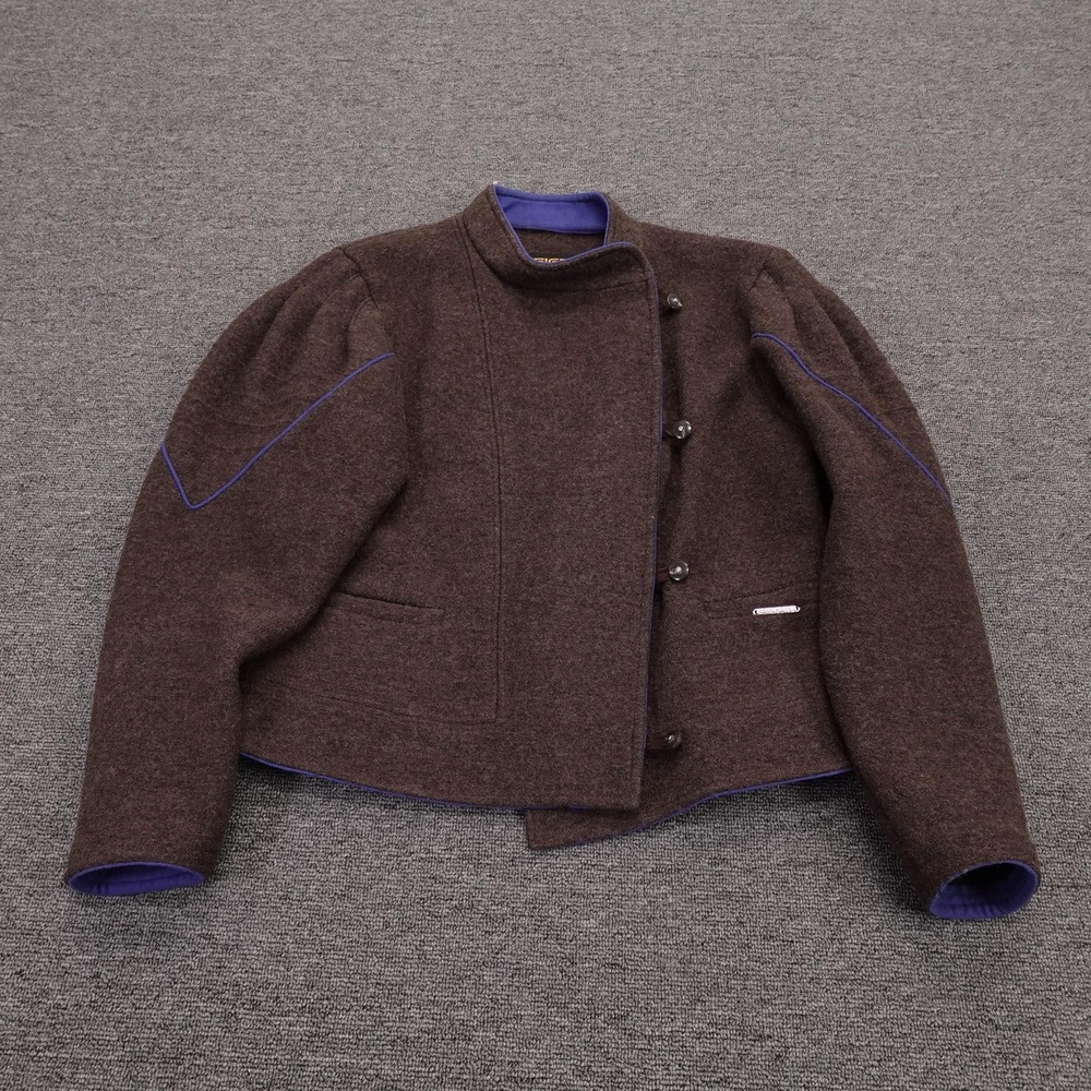Geiger Jacket Womens 36 Brown Boiled Wool Tyrol Button Front Short Austria